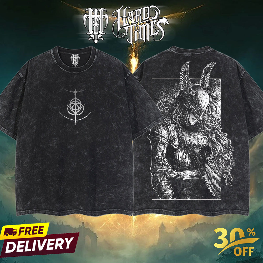 HardTimesClothing -Malenia Elden Ring Boss Retro Limited Vintage Malenia Elden Ring Boss, From Software Collection Game Oversized Washed Tee Acid Washed Lightweight TSHIRT, Gift for him her Clothes Cotton