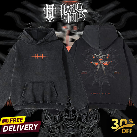 HardTimesClothing - Pain Naruto Anime Limited Edition Death Reaper Seal Double Printed Oversize Lightweight Acid Washed Hoodie, graphic hoodies men streetwear (Copy) (Copy)