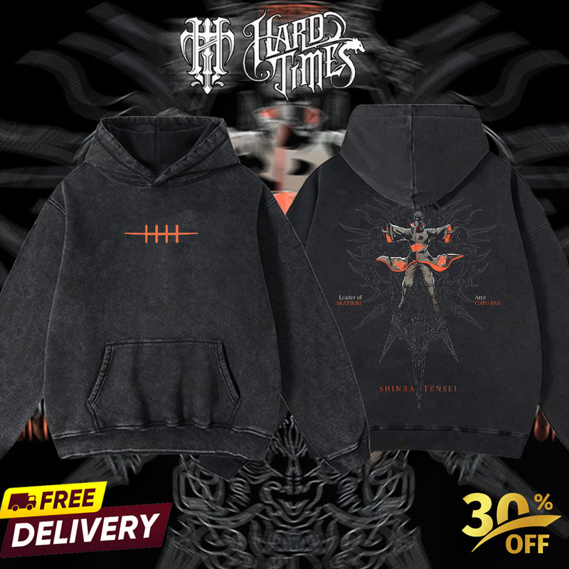 HardTimesClothing - Pain Naruto Anime Limited Edition Death Reaper Seal Double Printed Oversize Lightweight Acid Washed Hoodie, graphic hoodies men streetwear (Copy) (Copy)