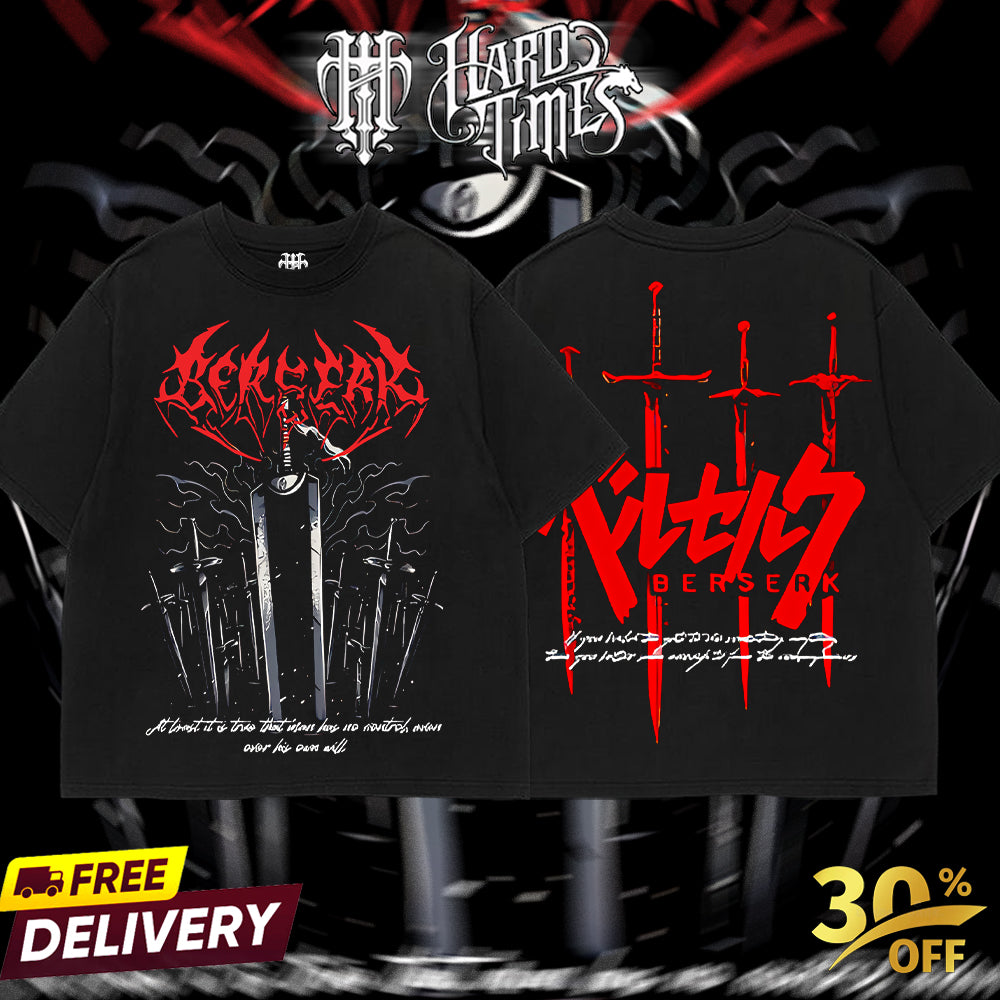 HardTimesClothing - Berserk 18.10 Retro Edition Vintage Unisex Oversize Anime Manga Acid Washed Cotton T-shirt, graphic tee,anime merch fan, outfits men,boys merch