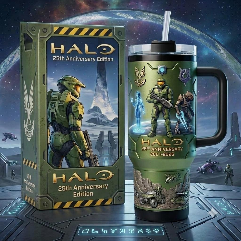 (Normal White Box) Tumbler 40oz - Halo 25th Anniversary Edition 2001 2026 Master Cheif