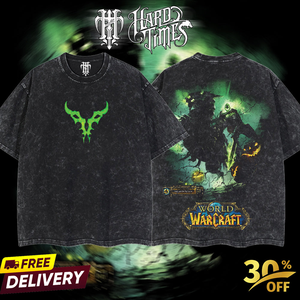 HardTimesClothing - World of Warcraft: Hallow's End Retro Limited Vintage From Software Collection Game Oversized Washed Tee Acid Washed Lightweight TSHIRT, Gift for him her Clothes Cotton (Copy)