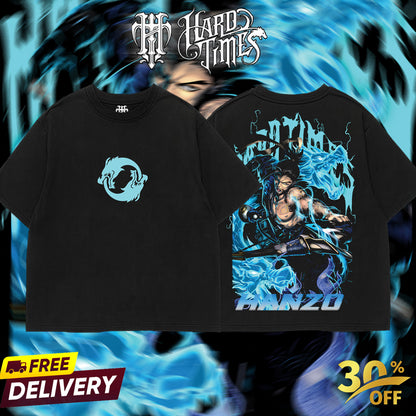 HardTimesClothing - Hanzo Overwatch, Blizzard Collection Game Oversized Washed Tee Acid Washed Lightweight TSHIRT, Gift for him her Clothes Cotton