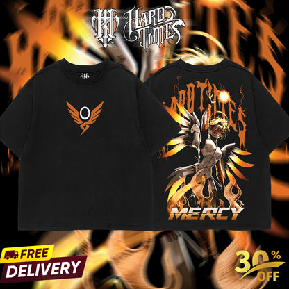 HardTimesClothing - Mercy Overwatch, Blizzard Collection Game Oversized Washed Tee Acid Washed Lightweight TSHIRT, Gift for him her Clothes Cotton (Copy)