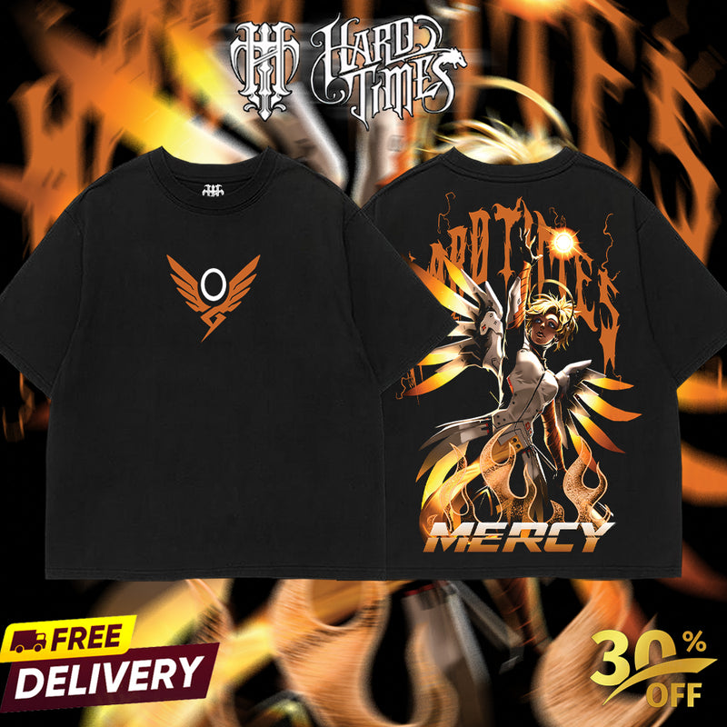 HardTimesClothing - Mercy Overwatch, Blizzard Collection Game Oversized Washed Tee Acid Washed Lightweight TSHIRT, Gift for him her Clothes Cotton (Copy)