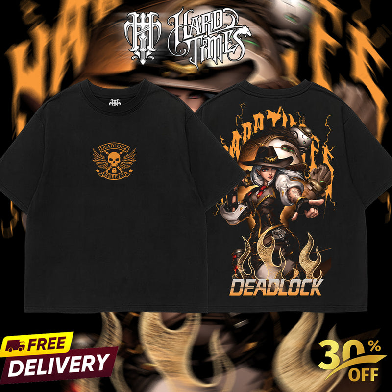 HardTimesClothing - Ashe Deadlock Gang Overwatch, Blizzard Collection Game Oversized Washed Tee Acid Washed Lightweight TSHIRT, Gift for him her Clothes Cotton