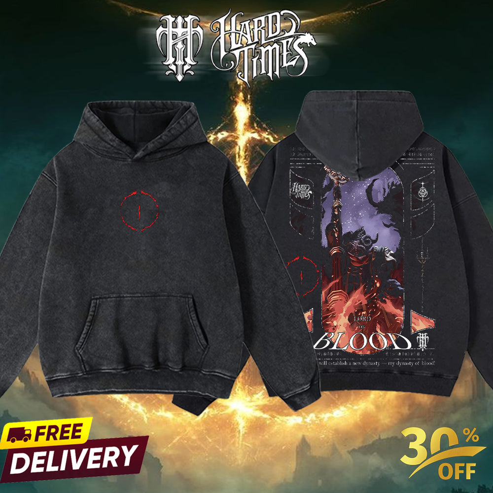 HardTimesClothing Mohg, Lord of Blood Elden Ring Retro Vintage Unisex Oversize Anime Manga Acid Washed Heavyweight Cotton T-shirt, Anime Merch, Gift For Anime Fan. Menswear Oversized
