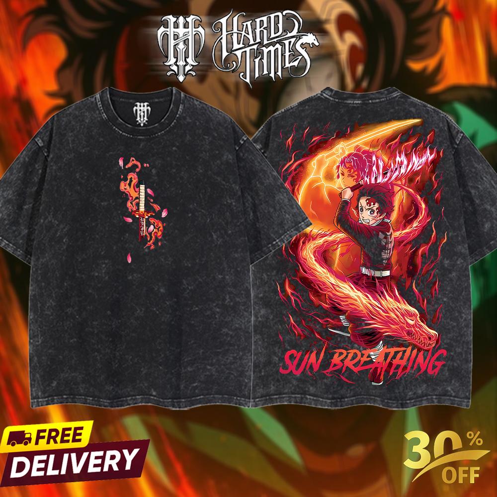HardTimesClothing - Retro Limited Vintage Kamado Tanjiro Demon Slayer, demon slayer infinity castle, Unisex Oversize Anime Manga Acid Washted Heavyweight Cotton Tshirt, Anime Merch, Gift for anime fan Clothes Oversized