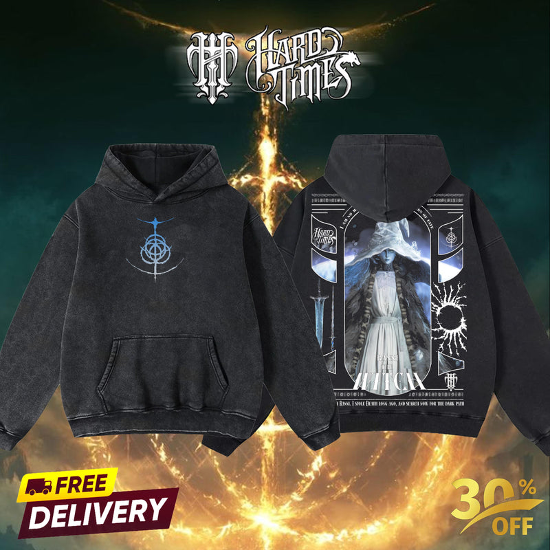HardTimesClothing Ranni the Witch 22.10 Elden Ring Retro Vintage Unisex Oversize Anime Manga Acid Washed Heavyweight Cotton T-shirt, Anime Merch, Gift For Anime Fan. Menswear Oversized
