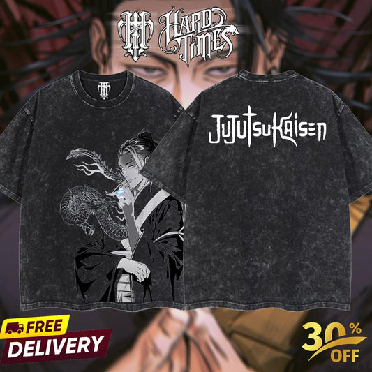 HardTimesClothing "Geto x kenjaku" Jujutsu Kaisen Retro Vintage Unisex Oversize Anime Manga Acid Washed Heavyweight Cotton T-shirt, Anime Merch, Gift For Anime Fan. Clothes Oversized