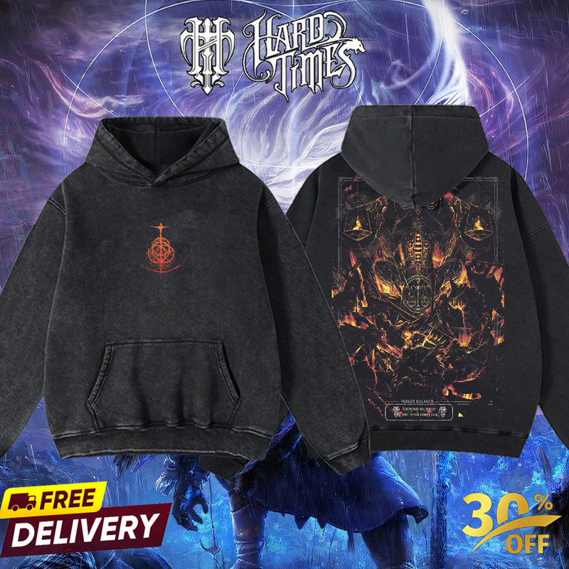 HardTimesClothing Libra Creature of Night Elden Ring Boss Retro Vintage Unisex Oversize Anime Manga Acid Washed Heavyweight Cotton T-shirt, Anime Merch, Gift For Anime Fan. Menswear Oversized