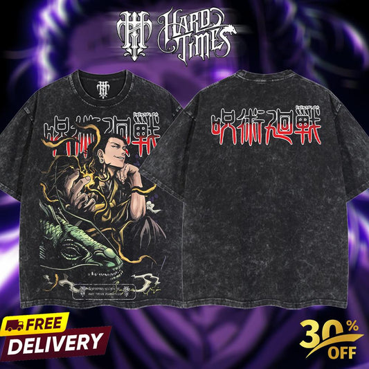 HardTimesClothing Geto  15.1 Jujutsu Kaisen season 3 2026 Retro Vintage Unisex Oversize Anime Manga Acid Washed Heavyweight Cotton T-shirt, Anime Merch, Gift For Anime Fan. Menswear Oversized