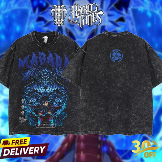 HardTimesClothing - Madara Naruto Badass Shinobi Retro Vintage Unisex Oversize Anime Manga Acid Washed Heavyweight Cotton T-shirt, Anime Merch, Gift For Anime Fan. Clothes Oversized