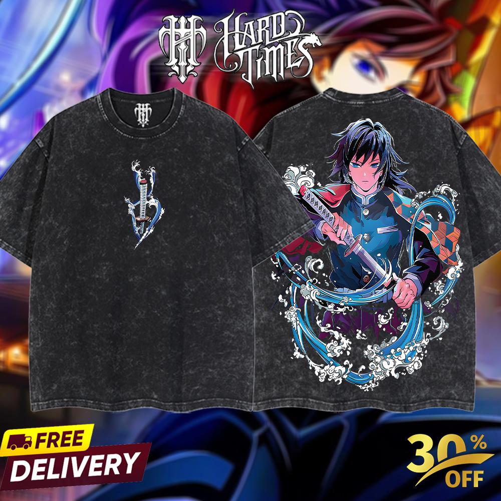 HardTimesClothing - Retro Limited Vintage Tomioka Giyuu Demon Slayer, demon slayer infinity castle, Unisex Oversize Anime Manga Acid Washted Heavyweight Cotton Tshirt, Anime Merch, Gift for anime fan Clothes Top