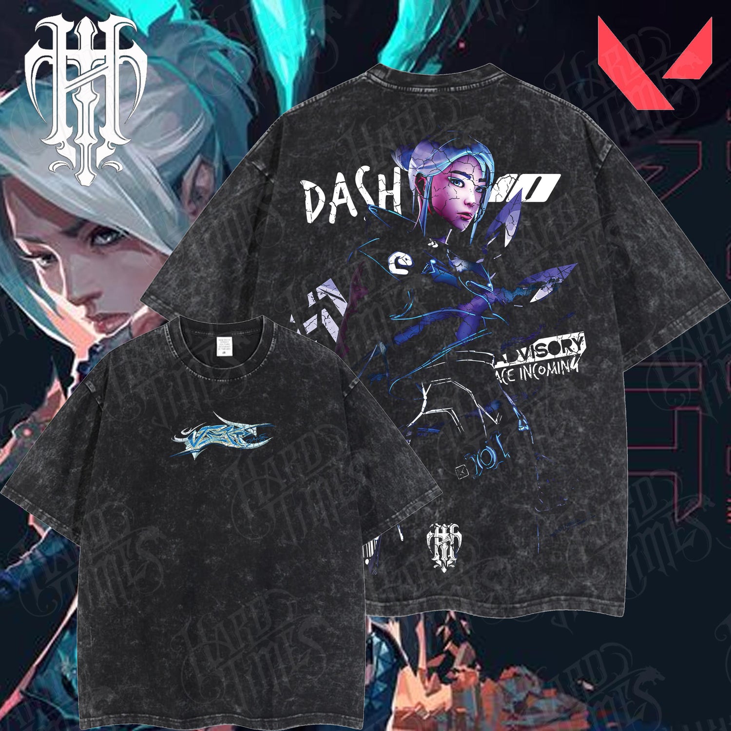 HardTimesClothing Jett Valorant Retro Edition Vintage Unisex Oversize Anime Manga Acid Washed Cotton T-shirt Graphic Tee Anime Merch Fan Outfits Men Boys Merch Classic Look Modern Twist (Copy)