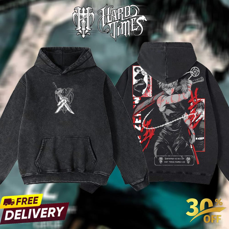 HardTimesClothing Maki Zenin Jujutsu Kaisen Season 3 2026 Retro Vintage Unisex Oversize Anime Manga Acid Washed Heavyweight Cotton T-shirt, Anime Merch, Gift For Anime Fan. Menswear Oversized