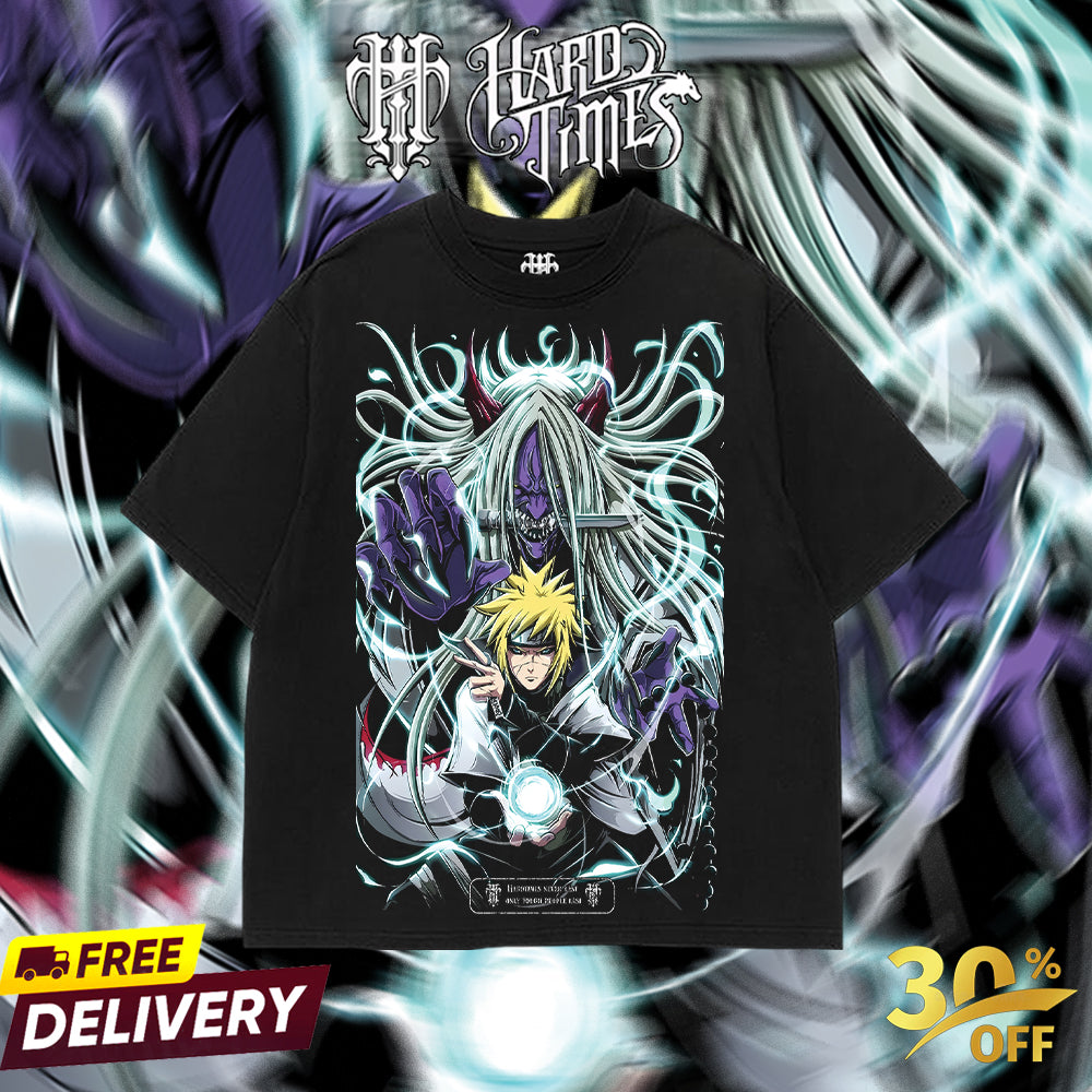 HardTimesClothing - Minato Naruto Anime Limited Edition Death Reaper Seal Double Printed Oversize Lightweight Acid Washed Hoodie, graphic hoodies men streetwear (Copy) (Copy) (Copy)