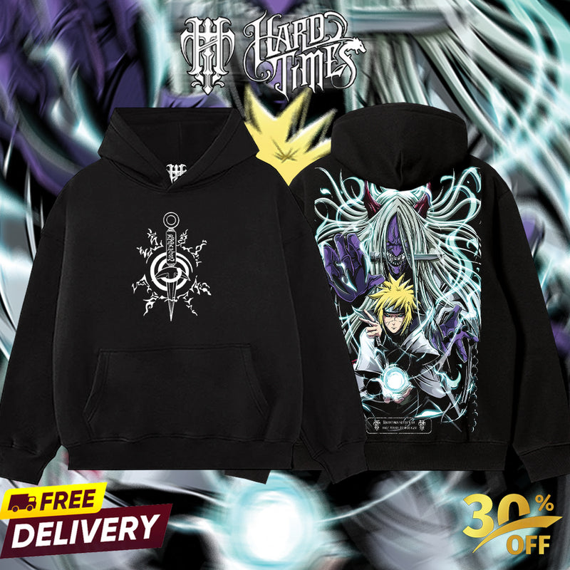 HardTimesClothing - Minato Naruto Anime Limited Edition Death Reaper Seal Double Printed Oversize Lightweight Acid Washed Hoodie, graphic hoodies men streetwear (Copy) (Copy) (Copy)