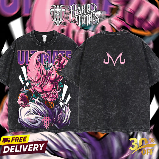 HardTimesClothing Majin Buu Dragonball Retro Vintage Unisex Oversize Anime Manga Acid Washed Heavyweight Cotton T-shirt, Anime Merch, Gift For Anime Fan. Menswear Oversized. (Copy)