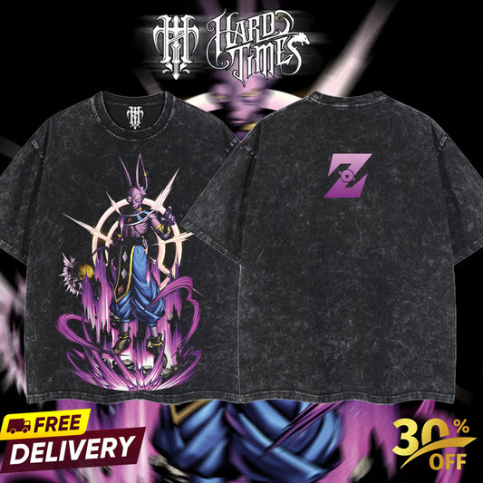 HardTimesClothing Beerus Dragonball Retro Vintage Unisex Oversize Anime Manga Acid Washed Heavyweight Cotton T-shirt, Anime Merch, Gift For Anime Fan. Menswear Oversized. (Copy)