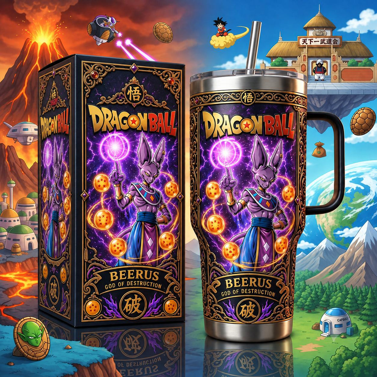 (Normal White Box) Tumbler 40oz - Beerus Dragonball