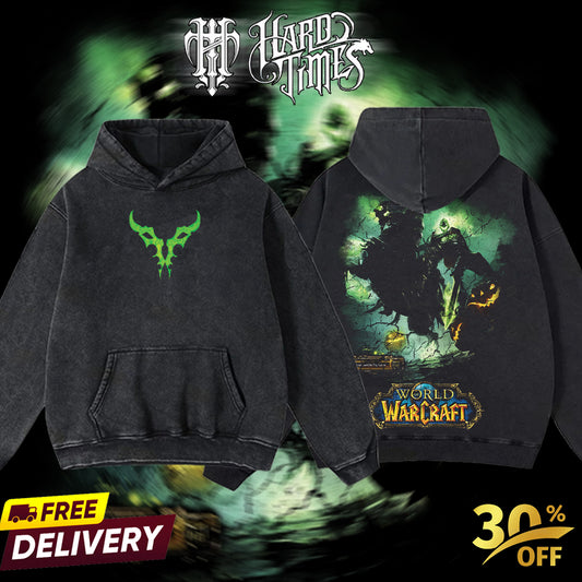 HardTimesClothing - World of Warcraft: Hallow's End Retro Limited Vintage From Software Collection Game Oversized Washed Tee Acid Washed Lightweight TSHIRT, Gift for him her Clothes Cotton (Copy)