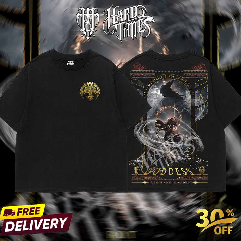 HardTimesClothing - Malenia 9/6 Elden Ring Boss Retro Limited Vintage , From Software Collection Game Oversized Washed Tee Acid Washed Lightweight TSHIRT, Gift for him her Clothes Cotton (Copy)