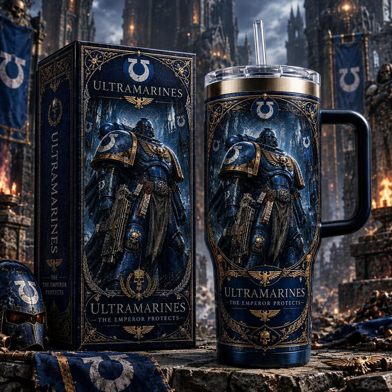 (Normal White Box) Tumbler 40oz - Ultra Marines Warhammer 40k