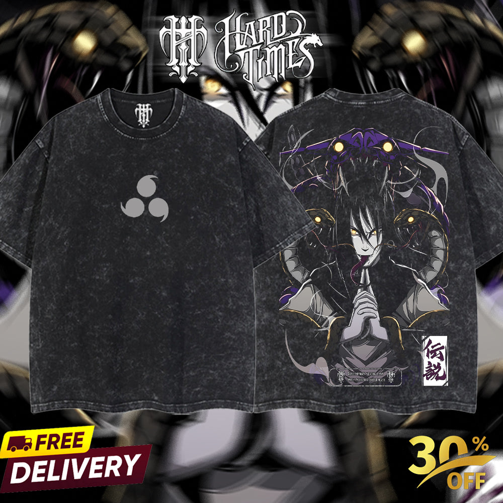 HardTimesClothing - Orochimaru Sannin Naruto Anime Limited Edition Death Reaper Seal Double Printed Oversize Lightweight Acid Washed Hoodie, graphic hoodies men streetwear (Copy) (Copy)