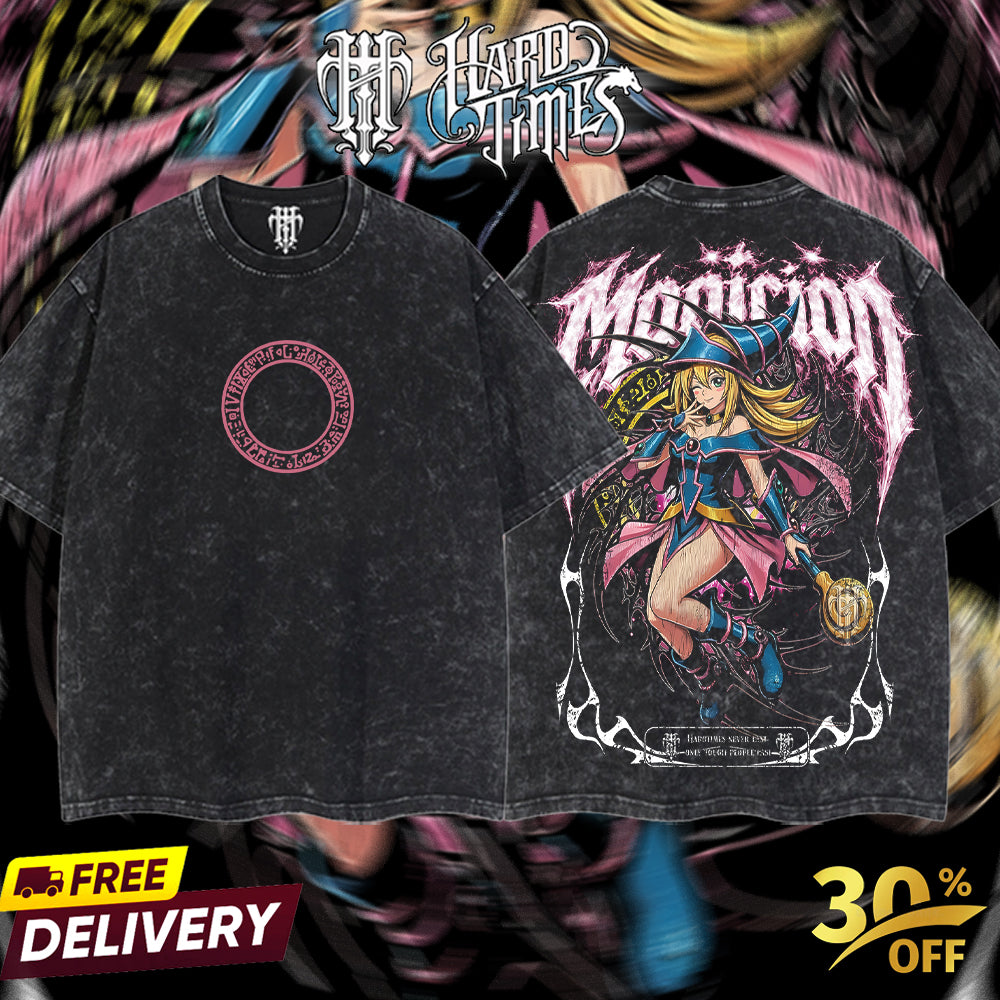 HardTimeClothing - Dark Magician Girl YugiOh Vintage Unisex Oversize Anime Manga Washed Heavyweight Cotton T-shirt, Gift For Anime Fan (Copy)