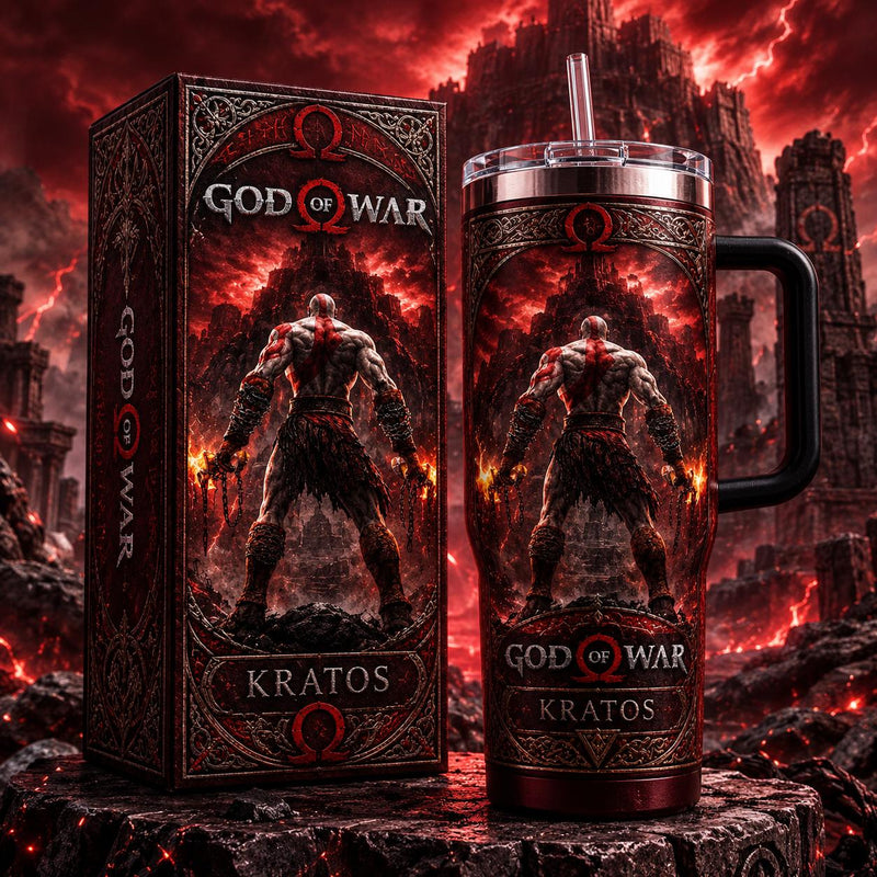(Normal White Box) Tumbler 40oz - ratos God of War #2
