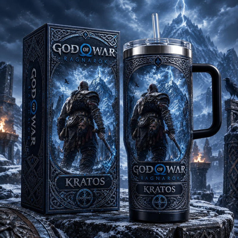 (Normal White Box) Tumbler 40oz - Kratos God of War Ragnarok (Copy)