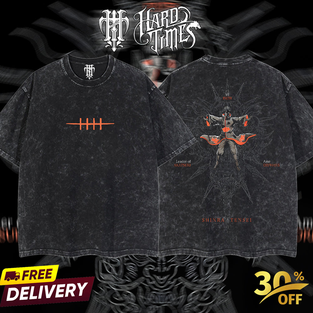 HardTimesClothing - Pain Naruto Anime Limited Edition Death Reaper Seal Double Printed Oversize Lightweight Acid Washed Hoodie, graphic hoodies men streetwear (Copy) (Copy)