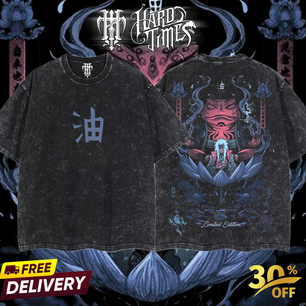 HardTimesClothing - Jiraiya Naruto Anime Limited Edition Death Reaper Seal Double Printed Oversize Lightweight Acid Washed Hoodie, graphic hoodies men streetwear (Copy) (Copy) (Copy)
