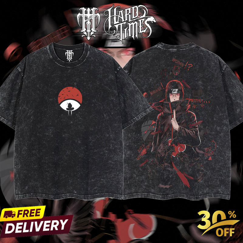 HardTimesClothing - Uchiha Itachi Naruto Anime Limited Edition Death Reaper Seal Double Printed Oversize Lightweight Acid Washed Hoodie, graphic hoodies men streetwear (Copy) (Copy)
