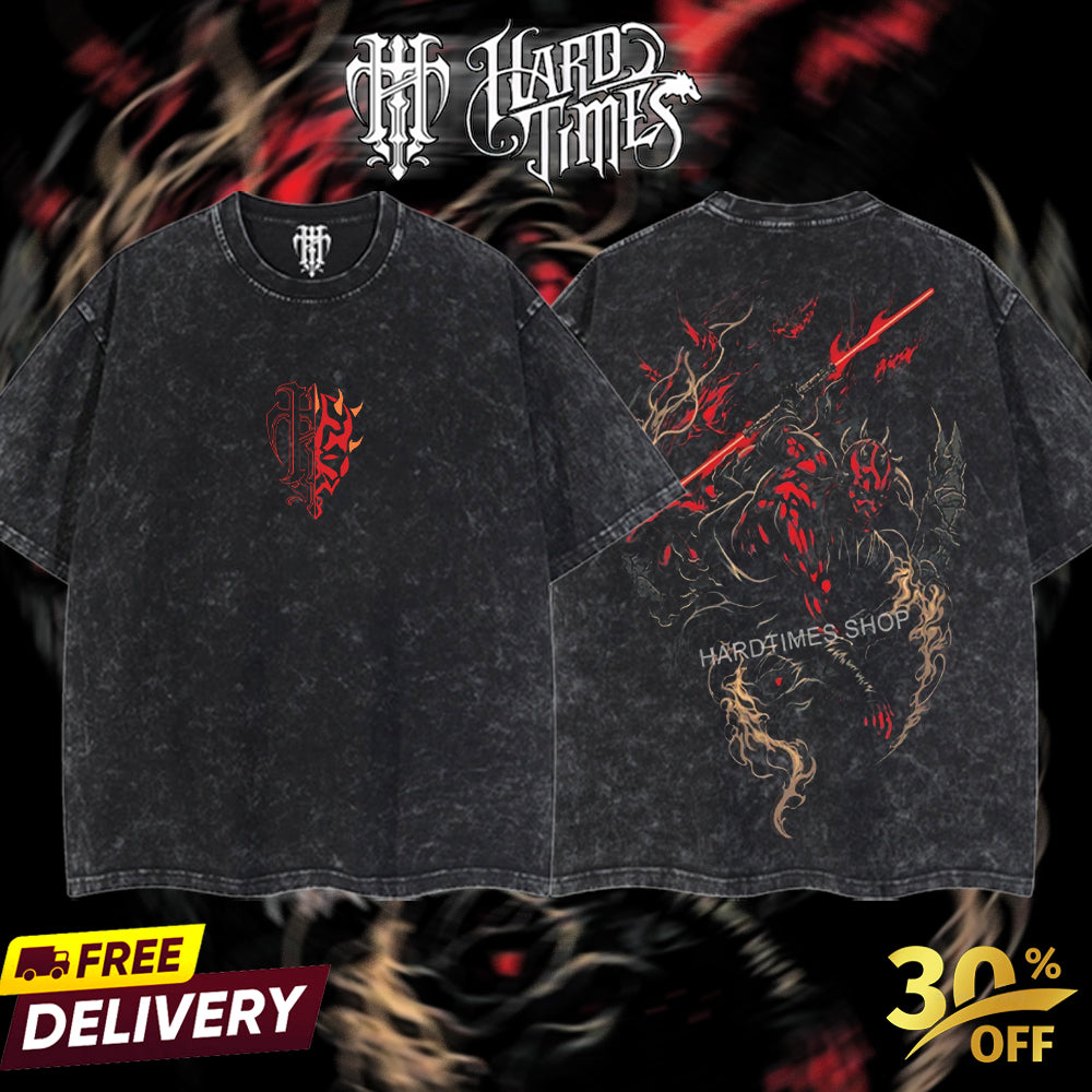 HardTimesClothing - Darth Maul Sith Order Starwar Retro Limited Vintage, Collection Movie Oversized Washed Tee Acid Washed Lightweight TSHIRT, Gift for him her Clothes Cotton Superhero, Super villain. (Copy) (Copy)