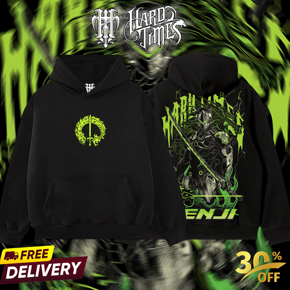 HardTimesClothing - Genji Overwatch, Blizzard Collection Game Oversized Washed Tee Acid Washed Lightweight TSHIRT, Gift for him her Clothes Cotton