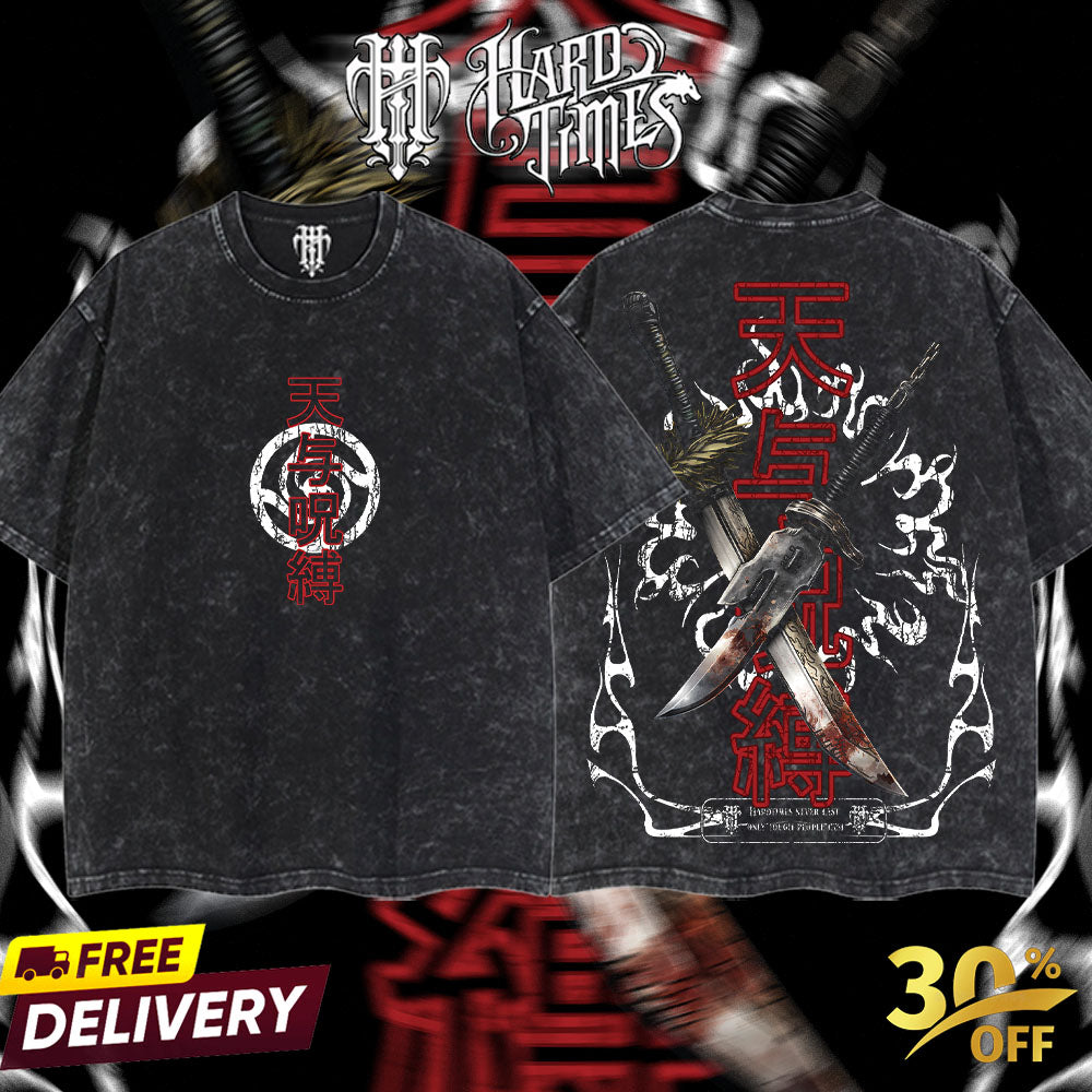 HardTimesClothing Maki Zenin x Toji weapon Jujutsu Kaisen Season 3 2026 Retro Vintage Unisex Oversize Anime Manga Acid Washed Heavyweight Cotton T-shirt, Anime Merch, Gift For Anime Fan. Menswear Oversized