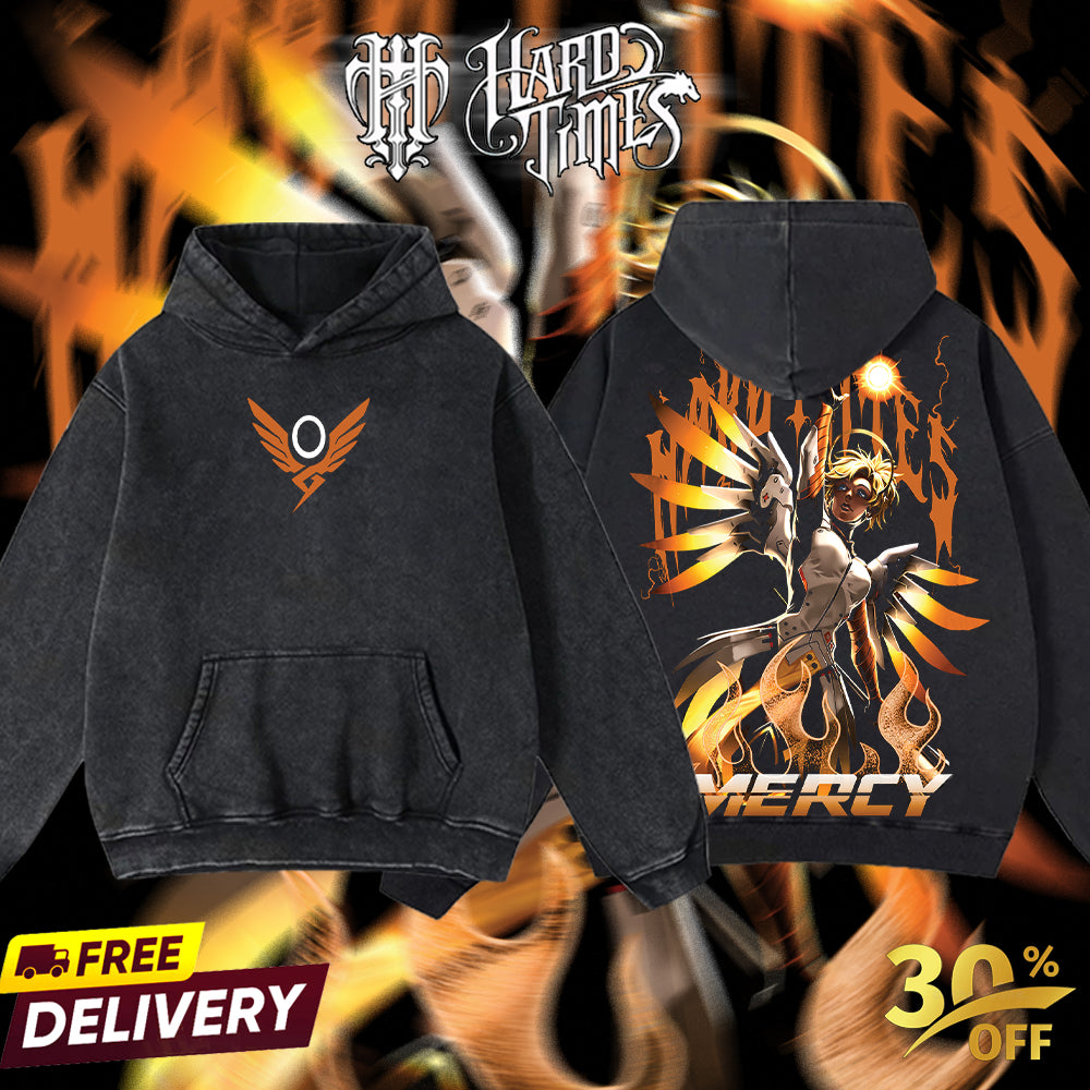 HardTimesClothing - Mercy Overwatch, Blizzard Collection Game Oversized Washed Tee Acid Washed Lightweight TSHIRT, Gift for him her Clothes Cotton (Copy)