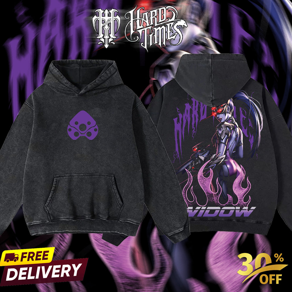 HardTimesClothing - Widow Maker Overwatch, Blizzard Collection Game Oversized Washed Tee Acid Washed Lightweight TSHIRT, Gift for him her Clothes Cotton (Copy)