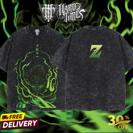 HardTimesClothing Broly Dragonball Retro Vintage Unisex Oversize Anime Manga Acid Washed Heavyweight Cotton T-shirt, Anime Merch, Gift For Anime Fan. Menswear Oversized.