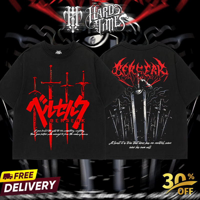 HardTimesClothing - Berserk 18.10 Retro Edition Vintage Unisex Oversize Anime Manga Acid Washed Cotton T-shirt, graphic tee,anime merch fan, outfits men,boys merch