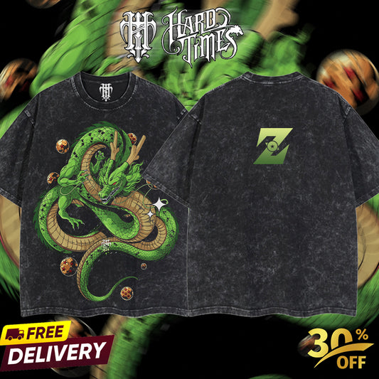 HardTimesClothing Shenron Dragonball Retro Vintage Unisex Oversize Anime Manga Acid Washed Heavyweight Cotton T-shirt, Anime Merch, Gift For Anime Fan. Menswear Oversized. (Copy)