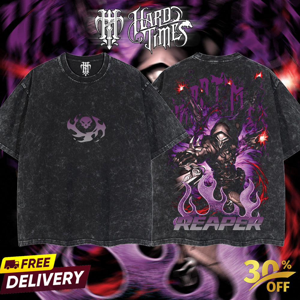 HardTimesClothing - Reaper Overwatch, Blizzard Collection Game Oversized Washed Tee Acid Washed Lightweight TSHIRT, Gift for him her Clothes Cotton (Copy)