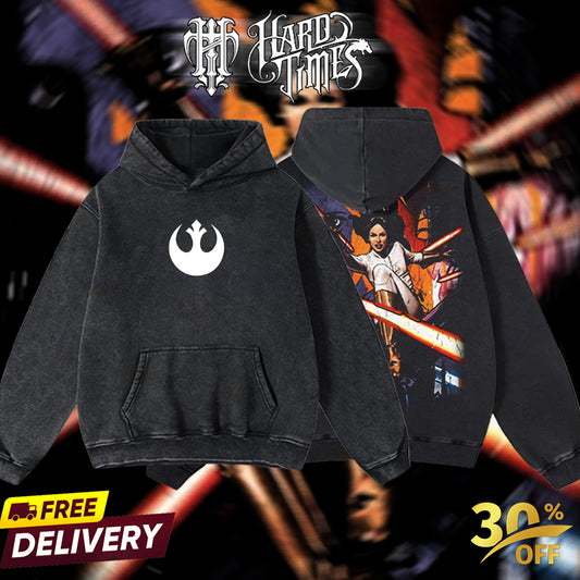 HardTimesClothing - Princess Leia Rebel Alliance Starwar Retro Limited Vintage, Collection Movie Oversized Washed Tee Acid Washed Lightweight TSHIRT, Gift for him her Clothes Cotton Superhero, Super villain. (Copy)