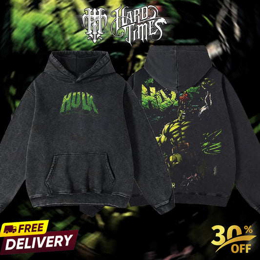 HardTimesClothing - The Hulk Marvel Retro Limited Vintage, Collection Movie Oversized Washed Tee Acid Washed Lightweight TSHIRT, Gift for him her Clothes Cotton Superhero, Super villain.