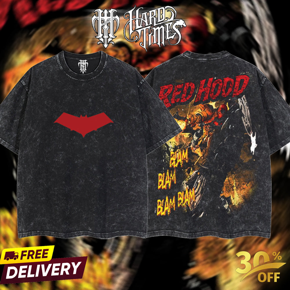 HardTimesClothing - Red Hood DC Retro Limited Vintage, Collection Movie Oversized Washed Tee Acid Washed Lightweight TSHIRT, Gift for him her Clothes Cotton Superhero, Super villain. (Copy) (Copy)