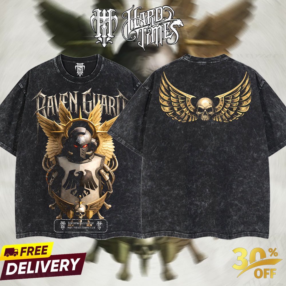 HardTimesClothing - Raven Guard Warhammer 40K From Software Collection Game Oversized Washed Tee Acid Washed Lightweight TSHIRT, Gift for him her Clothes Cotton (Copy)