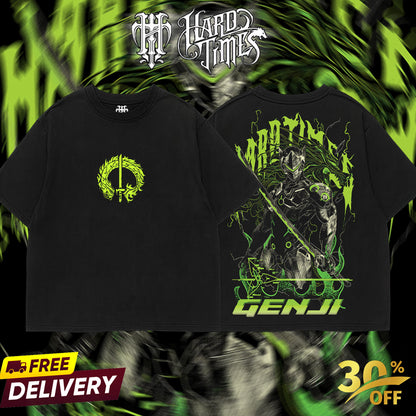 HardTimesClothing - Genji Overwatch, Blizzard Collection Game Oversized Washed Tee Acid Washed Lightweight TSHIRT, Gift for him her Clothes Cotton