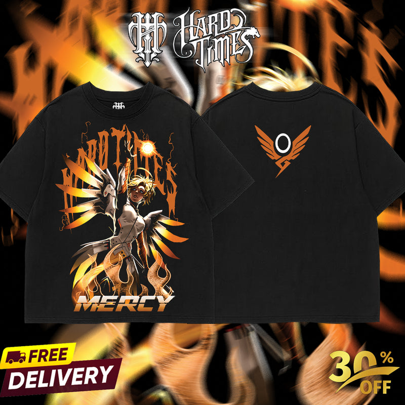 HardTimesClothing - Mercy Overwatch, Blizzard Collection Game Oversized Washed Tee Acid Washed Lightweight TSHIRT, Gift for him her Clothes Cotton (Copy)